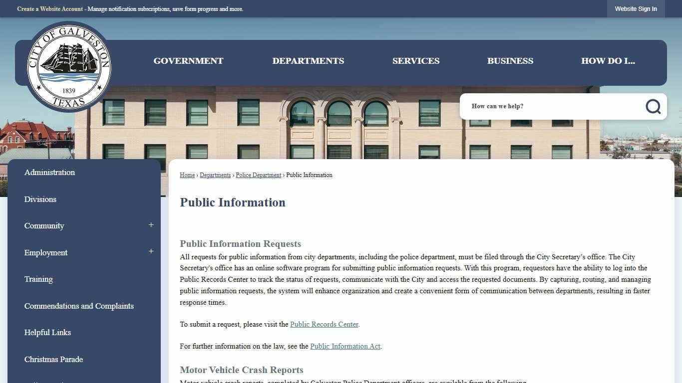 Public Information | Galveston, TX - Official Website